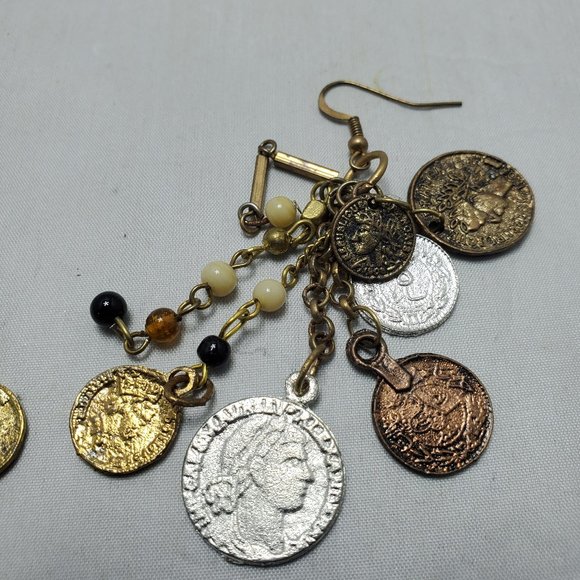 Soft Surrounding multi color coin dangle earring fish hook - Picture 4 of 6